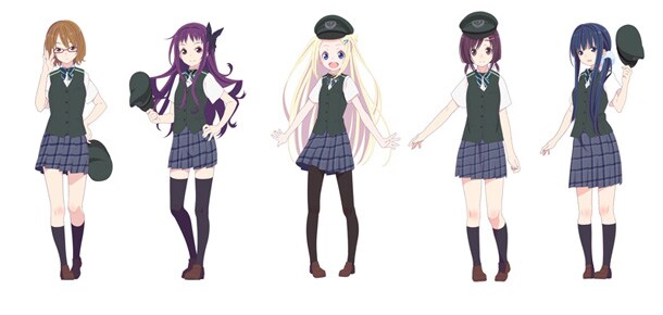 江ノ島電鉄の制服を着た「ハナヤマタ」キャラたち。(C) 浜弓場 双・芳文社／ハナヤマタ製作委員会