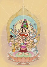 赤塚プロ「レレレ千手観音」 (c)赤塚不二夫