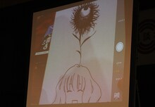 自作と多作のコラボイラストというお題で、田口囁一は「フジキュー!!!」と「惡の華」のコラボイラストを執筆。