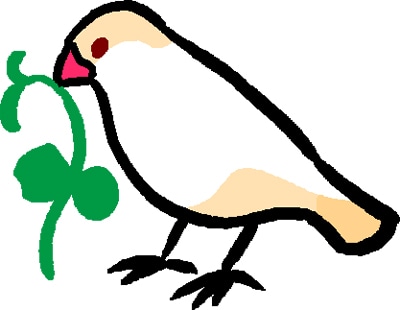 LINEスタンプの「文鳥ちゃん」より。(c)TERUKO SHIOYA