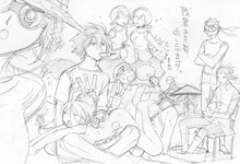 上条明峰「たんさんすいぶ」残暑見舞いのイラスト。このイラストに着彩したものが送られる。