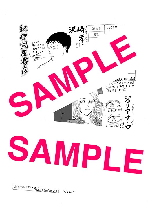 紀伊國屋書店で配布される沢崎＆ジルのキャラクター設定ペーパー。