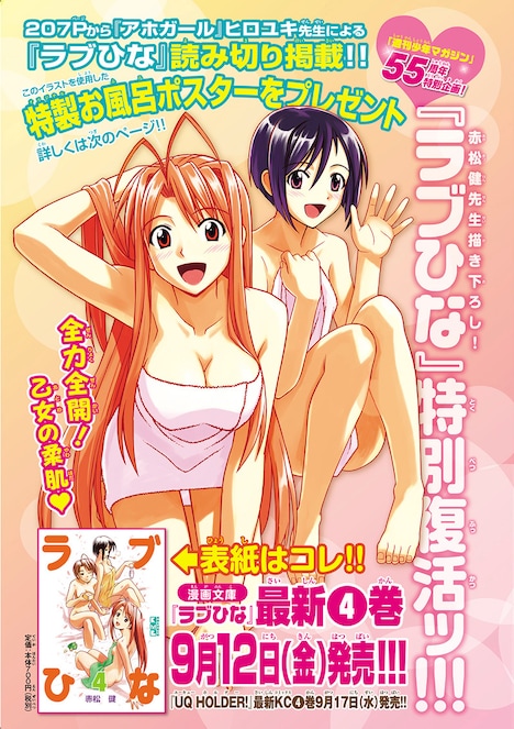 赤松健描き下ろしの「ラブひな」特製お風呂ポスターを300名にプレゼント。