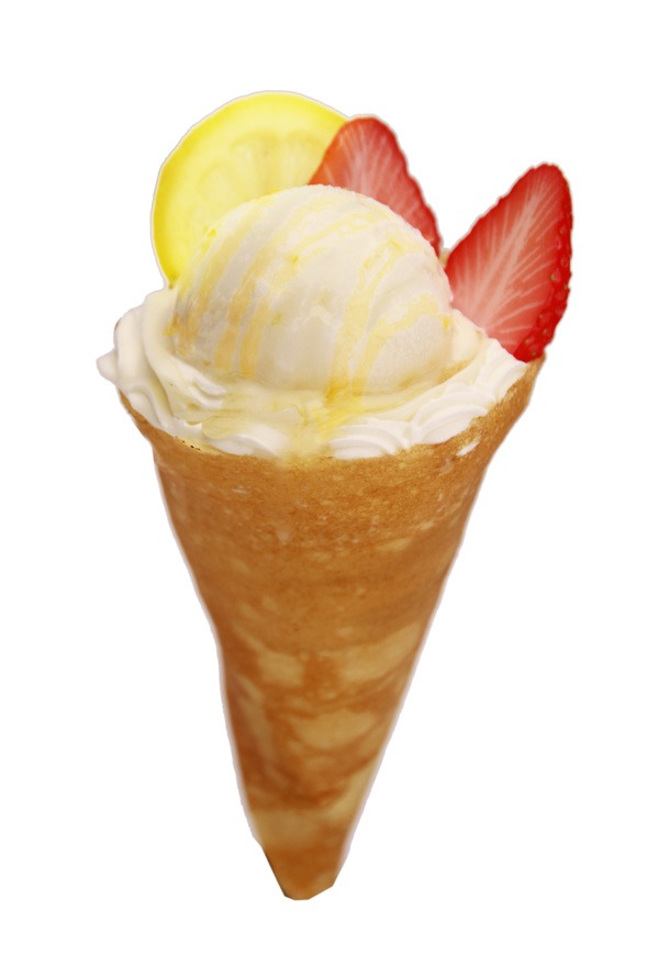 「アオハライド」とのコラボクレープ「ハニーレモンのレアチーズケーキ仕立て レモンソルベ添え」。