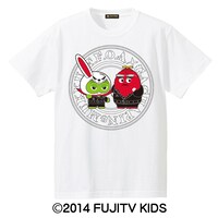 「ガチャピン＆ムック×T.F.O.A コラボ サークルロゴ Tシャツ」ホワイト。