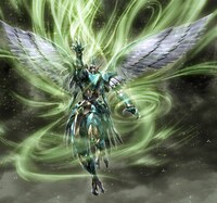 「クルセイド」のイラストレーターが描き下ろした、空神ウィンダムのカード。