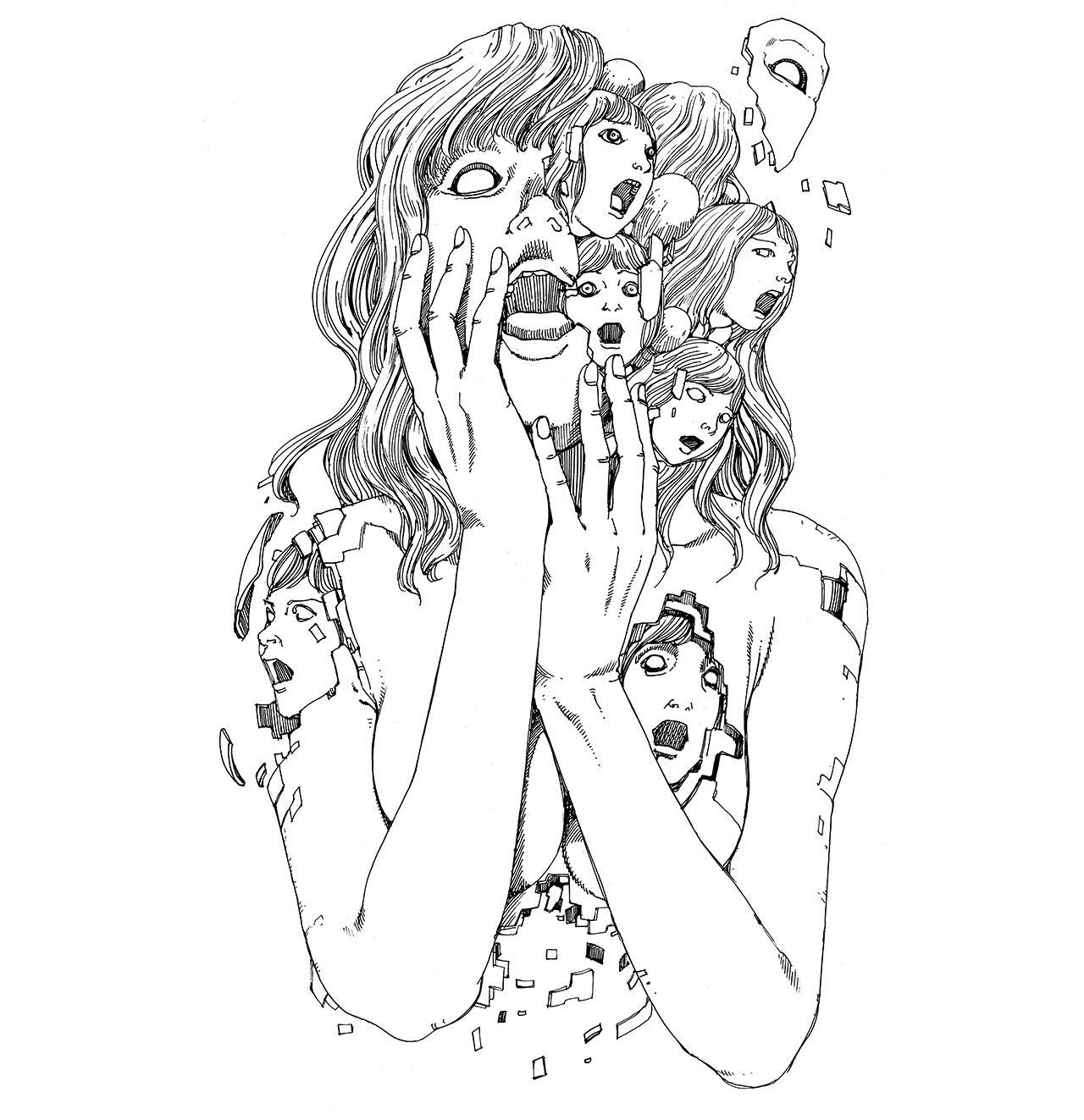 駕籠真太郎が描き下ろしたTシャツのイラスト。