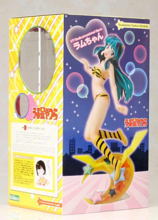 「ARTFX J ラムちゃん」のパッケージ。箱の側面には高橋留美子からのコメントが記載されている。(c)高橋留美子／小学館