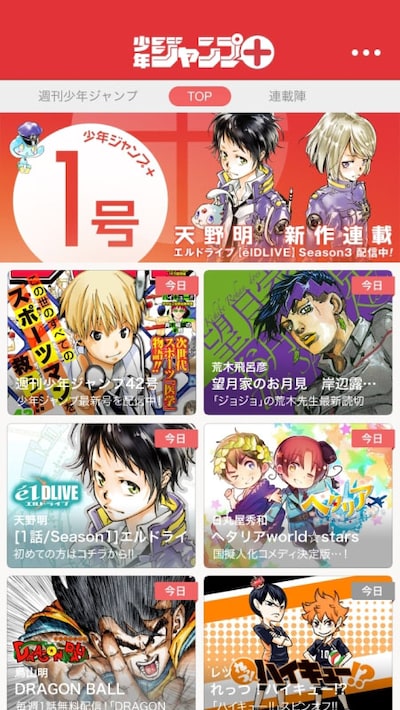 「少年ジャンプ＋」のトップページ。(c)SHUEISHA Inc. All rights reserved.