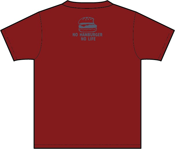 Tシャツ「ハンバーガーマニア」のエンジ色。