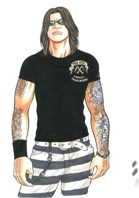 「武装戦線四代目頭 九能龍信 直筆サイン入り複製原画」の絵柄。