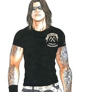 「武装戦線四代目頭 九能龍信 直筆サイン入り複製原画」の絵柄の一部。