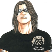 「武装戦線四代目頭 九能龍信 直筆サイン入り複製原画」の絵柄の一部。