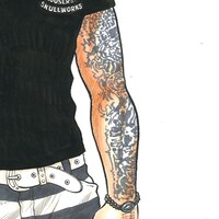 「武装戦線四代目頭 九能龍信 直筆サイン入り複製原画」の絵柄の一部。