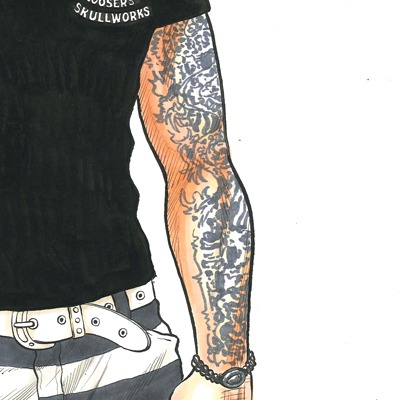 「武装戦線四代目頭 九能龍信 直筆サイン入り複製原画」の絵柄の一部。