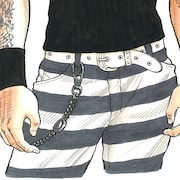 「武装戦線四代目頭 九能龍信 直筆サイン入り複製原画」の絵柄の一部。