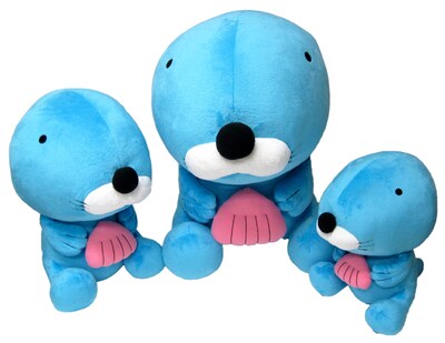 「ぼのぼのぬいぐるみ」を並べた様子。左からLL、XL、Lサイズ。(c)いがらしみきお／竹書房