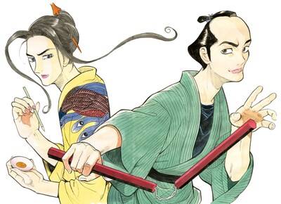 細野不二彦による新連載「いちまつ捕物帳」のカット。