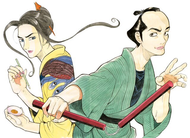 細野不二彦による新連載「いちまつ捕物帳」のカット。