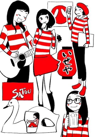 青木俊直が描いた吉祥寺特集の扉イラスト。