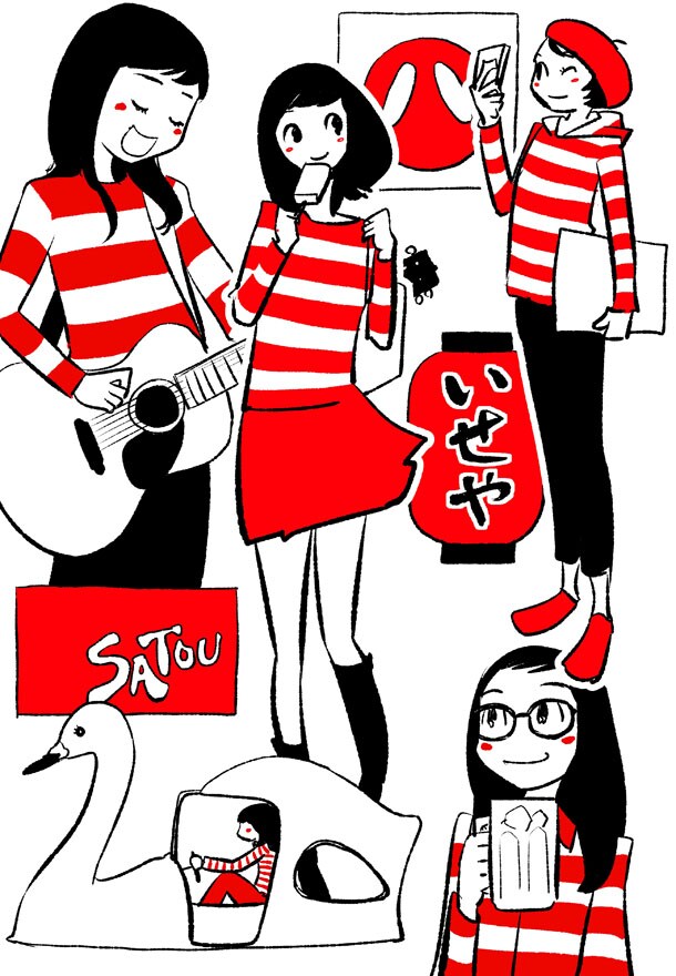 青木俊直が描いた吉祥寺特集の扉イラスト。