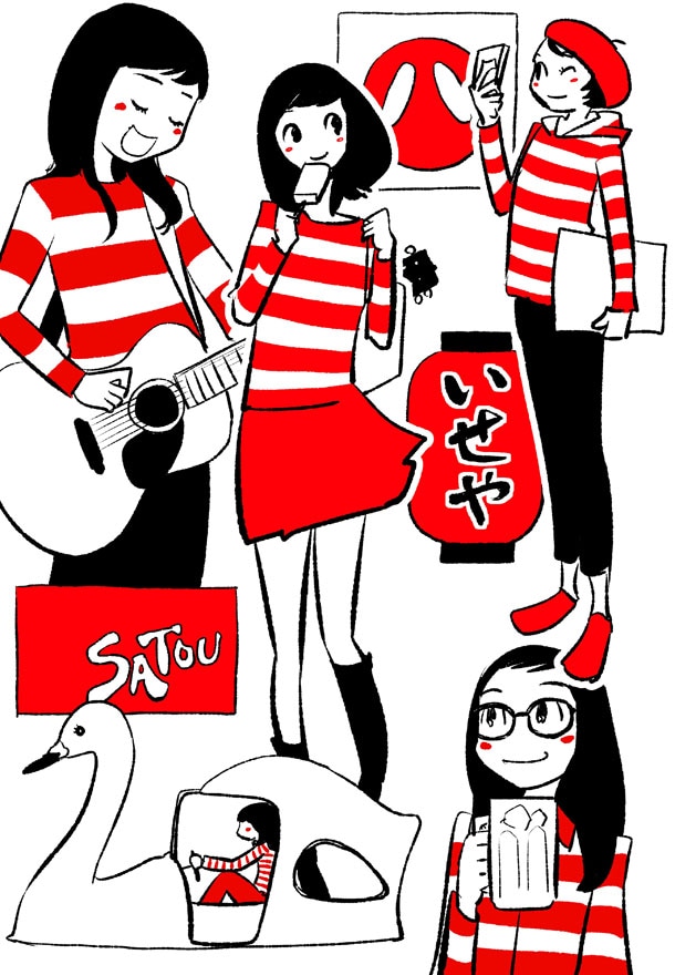 青木俊直が描いた吉祥寺特集の扉イラスト。