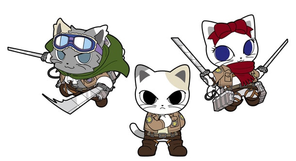 シンボルキャラクターのナジャヴ、ナジャミー、モジャヴも「進撃の巨人」 仕様に。このイラストはイベントの景品などに使用される。(c)諫山創・講談社/「進撃の巨人」製作委員会 (c)NAMCO LTD.