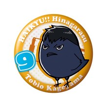 影山飛雄の缶バッジ。（ヒナガラス）(c)古舘春一／集英社・「ハイキュー!!」製作委員会・MBS