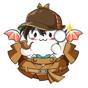 たまドラが「ホームズコナン アバたま3点セット」を身につけたところ。