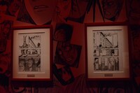 「進撃の巨人展」の原画展示風景。