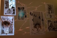原画パネルに映像や音が加えられた「原画×プロジェクション」の展示。