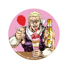 缶バッジのうち1種。 (c)行徒妹・河田雄志 2013, (c)武論尊・原哲夫/NSP 1983