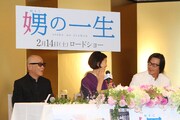 会見の様子。左から廣木隆一監督、榮倉奈々、豊川悦司。
