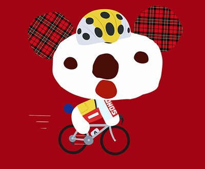 総北高校のジャージに身を包んだパルコアラ。(c)渡辺航(週刊少年チャンピオン)／弱虫ペダルGR製作委員会