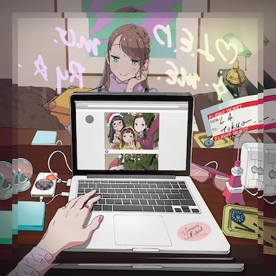 西尾雄太（STAG）がジャケットを執筆した「▽ L・E・D ◇ ME・MO・RY ☆」（▽はハートマーク、◇はきらりんマーク）。