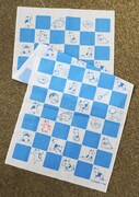 「市松格子にツブがいっぱい手ぬぐい」（そらいろ）
