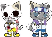 ナンジャタウンのシンボルキャラクター「ナジャヴ」と「モジャヴ」も弱虫ペダルバージョンに。(c)渡辺航（週刊少年チャンピオン）／弱虫ペダルGR製作委員会 (c)NAMCO LTD.