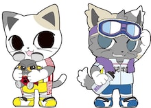 ナンジャタウンのシンボルキャラクター「ナジャヴ」と「モジャヴ」も弱虫ペダルバージョンに。(c)渡辺航（週刊少年チャンピオン）／弱虫ペダルGR製作委員会 (c)NAMCO LTD.