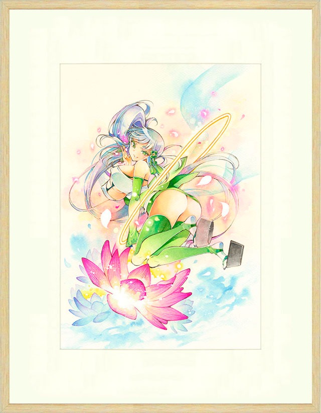 「かみさまドロップ」直筆サイン入り複製カラー原画（Aタイプ）の額装イメージ。