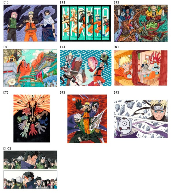 「『NARUTO-ナルト-』アプリ」にて公開されている10種類のイラスト。(c)岸本斉史　スコット／集英社