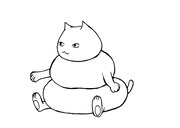 「うんちねこんち」のモノクロカット。(c)仲間りょう/集英社