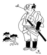 Tシャツに使用された「渡世人くん」のイラスト。