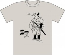 山田参助のイラストを使用したTシャツ「渡世人くん」。画像はシルバーグレー。
