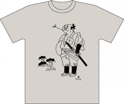 山田参助のイラストを使用したTシャツ「渡世人くん」。画像はシルバーグレー。