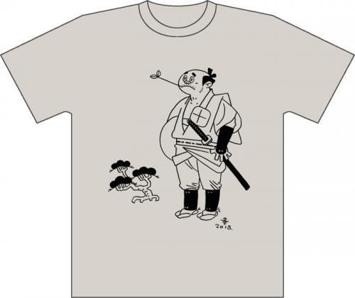 山田参助のイラストを使用したTシャツ「渡世人くん」。画像はシルバーグレー。