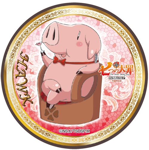 抽選クジ「ホークオーナーズ シャッフルプレゼント」より、C賞「看板娘 エリザベスプレゼント賞缶バッジ75φ」。