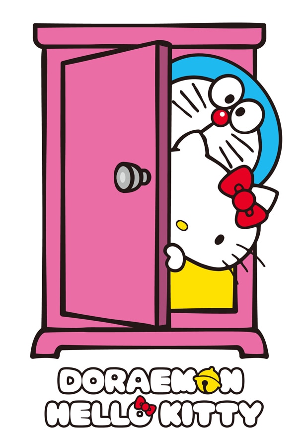 「DORAEMON × HELLO KITTY」のコラボイラスト。(c) Fujiko-Pro (c)1976, 2015 SANRIO CO.,LTD.