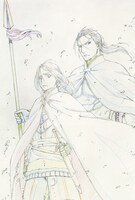 クリアファイルと「アルスラーン戦記」の単行本を購入するともらえるポストカード。