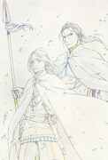 クリアファイルと「アルスラーン戦記」の単行本を購入するともらえるポストカード。