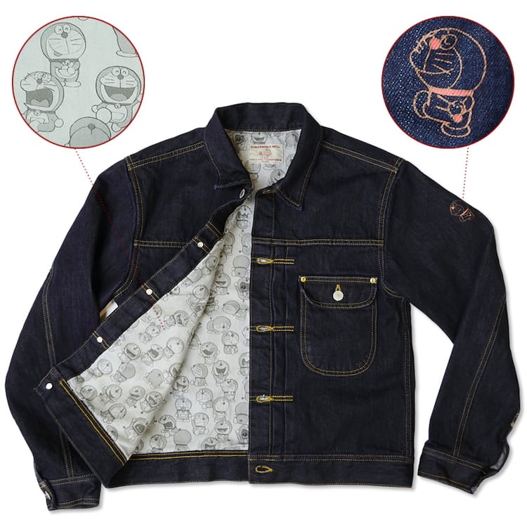 内側がドラえもんだらけのGジャン発売、デニムの聖地・児島で生産  